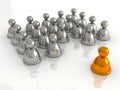 Golden leader figure standing in front of a group Royalty Free Stock Photo