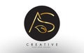 Golden Leaf Letters AS A S and Creative Swoosh and Black Circle Logo Design