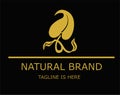 Golden Leaf Logo - Natural Brand - Tag Line Royalty Free Stock Photo