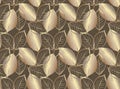golden leaves contours seamless pattern