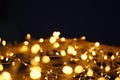 The golden LED light bokeh blurred abstract pattern background Royalty Free Stock Photo