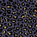 Golden leopard print pattern. Vector seamless background. Animal skin texture