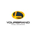 Golden Letter L logo curved oval shape. Auto Guard badge auto logo