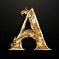 Symbolic Gold Ornamental Letter A: Intricate Design With Attention To Detail