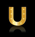 Golden letter U shiny vector symbol