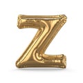 Golden letter Z made of inflatable balloon isolated. 3D