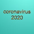 Golden lettering coronavirus 2020 on aquamarine background