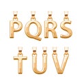 Golden letters abc pendants set. Vector illustration. Royalty Free Stock Photo