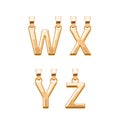 Golden letters abc pendants set. Vector illustration. Royalty Free Stock Photo