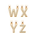 Golden letters with diamonds abc pendants set. Vector illustration. Royalty Free Stock Photo