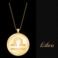 Golden Libra Pendant Necklace Royalty Free Stock Photo