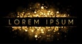 Golden light bokeh text template background