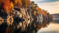 Golden Light: A Breathtaking 32k Uhd Photo Of A Lake With Reflected Trees Royalty Free Stock Photo