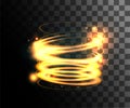 Golden light effects glowing light rings with particles decoration isolated on the transparent background website page and