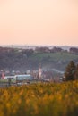 Golden light illuminates the church in Janovice in the Beskydy mountains in the eastern Czech Republic Royalty Free Stock Photo