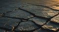 Golden Light Illuminates Cracked Dark Rock Surface Royalty Free Stock Photo