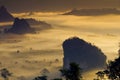 Golden light in Morning misty and mountain Royalty Free Stock Photo