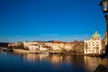 Golden light over the beautiful old town of Prague city during sunset at early spring Royalty Free Stock Photo