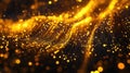 Golden light particles flowing creating a digital data network Royalty Free Stock Photo