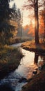 Golden Light: A Photorealistic Autumn Scenery With Charming Rural Scenes