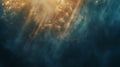 Golden Light Rays In Deep Blue Nebula - Space Background Texture Royalty Free Stock Photo