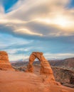 Delicate Arch just before sunset. Arches National Park, Utah. Royalty Free Stock Photo