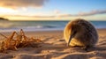 Golden Light: A Spectacular Baby Kiwi On A Sandy Beach