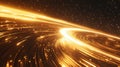 Golden light trails speeding through abstract digital space Royalty Free Stock Photo