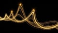 Golden light trails on black background Royalty Free Stock Photo