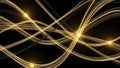 Golden light trails on black background Royalty Free Stock Photo