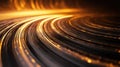 Golden light trails creating abstract motion curve effect Royalty Free Stock Photo