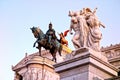 Golden light on the Victor Emmanuel Monument, Altare della Patria, Rome, Italy Royalty Free Stock Photo