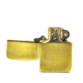 Golden lighter open on a white background Royalty Free Stock Photo