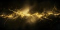 Golden lightning streaks illuminating dark background in abstract backdrop. Generative AI