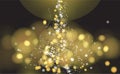 Golden lights on black background and white or silver Glitter and elegant for Christmas. Abstract background with bokeh effect Royalty Free Stock Photo