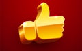 Golden like icon. Thumbs up approve symbol