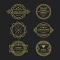 Golden like line vintage retro badges and labels collection on black