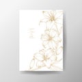 Golden lily flower composition 5x7 invitation template