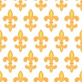 Golden lily seamless pattern background