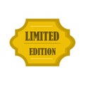 Golden limited edition label icon, flat style Royalty Free Stock Photo