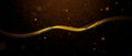 golden line wave and particles shining stars dust bokeh glitter awards dust abstract background. Royalty Free Stock Photo