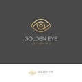 Golden linear eye logo.