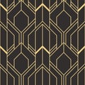 golden lined shape. Abstract art deco seamless luxury background