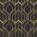 golden lined shape. Abstract art deco seamless luxury background