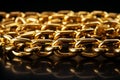 Golden link binds chain, isolated on white background