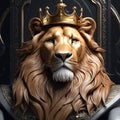 golden lion with crown. 3 d illustrationgolden lion with crown. 3 d illustrationlion head, 3 d illustration Royalty Free Stock Photo