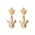 Golden Lion Crown Earrings - High-key Lighting Inspired Jewelry Royalty Free Stock Photo