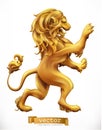 Golden Lion. Emblem. 3d vector icon