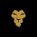 Golden lion face/head mascot logo design illustration isolated on dark background Royalty Free Stock Photo