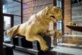 Golden lion figurehead in the Maritime Museum on display
